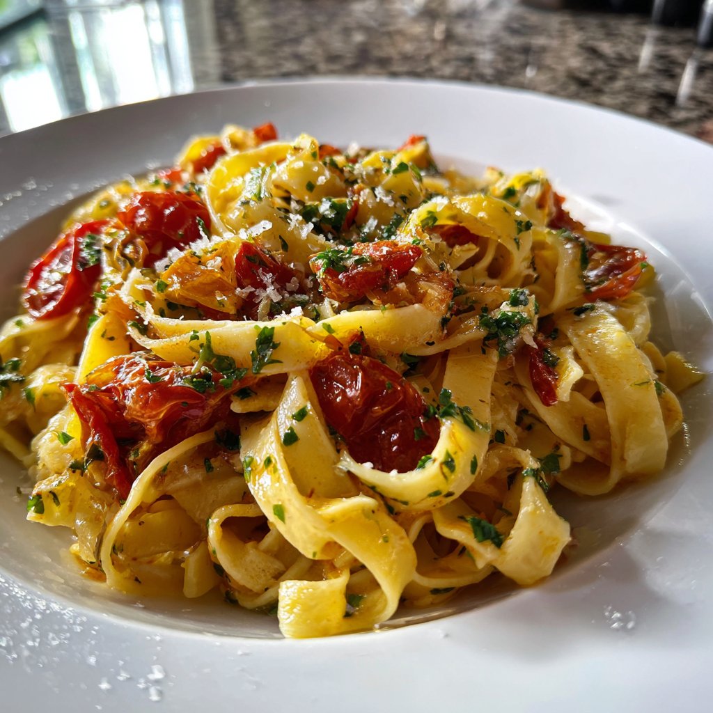 Tagliatelle mit Ofentomaten