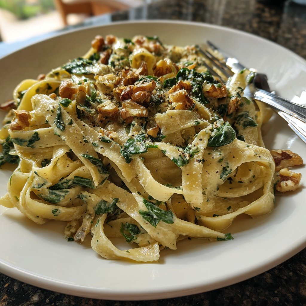 Tagliatelle mit Spinat und Walnüssen