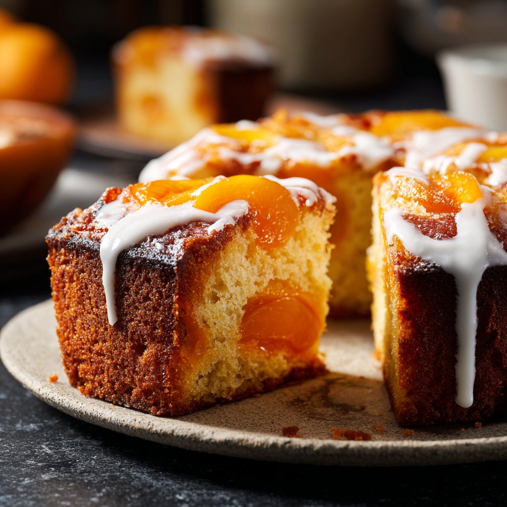 Blechkuchen mit Vanillecreme und Aprikosen
