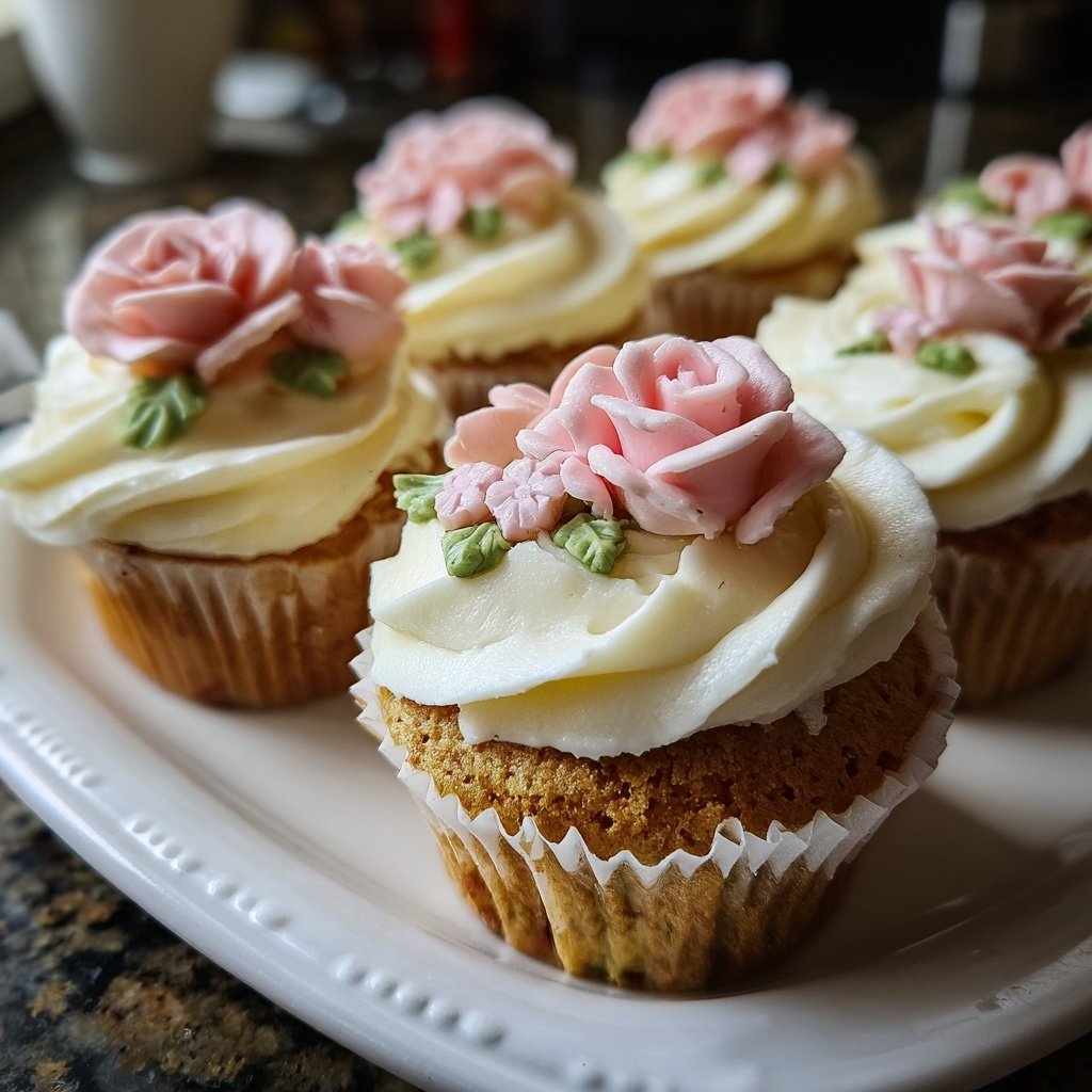 Cupcakes mit Rosen-Dekor