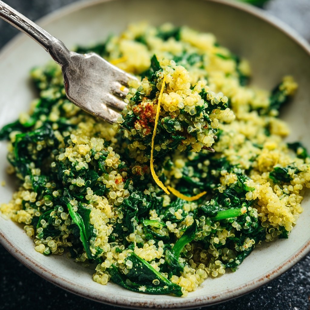 Quinoa mit Spinat und Zitrone