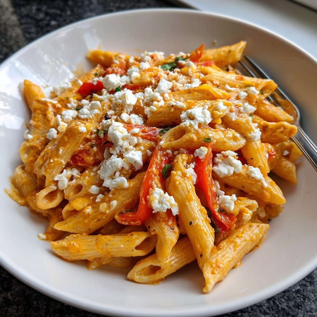 Penne mit Paprika und Feta