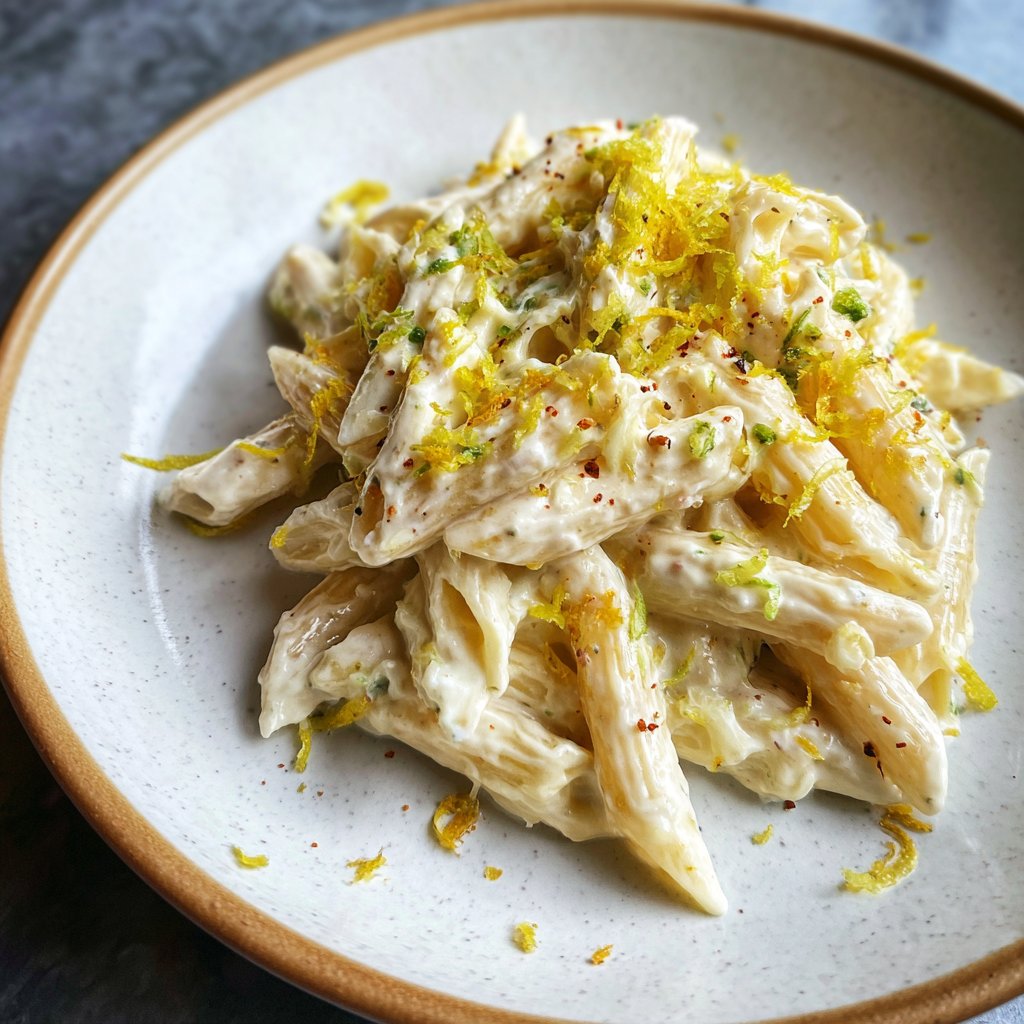 Penne mit Ricotta und Zitrone