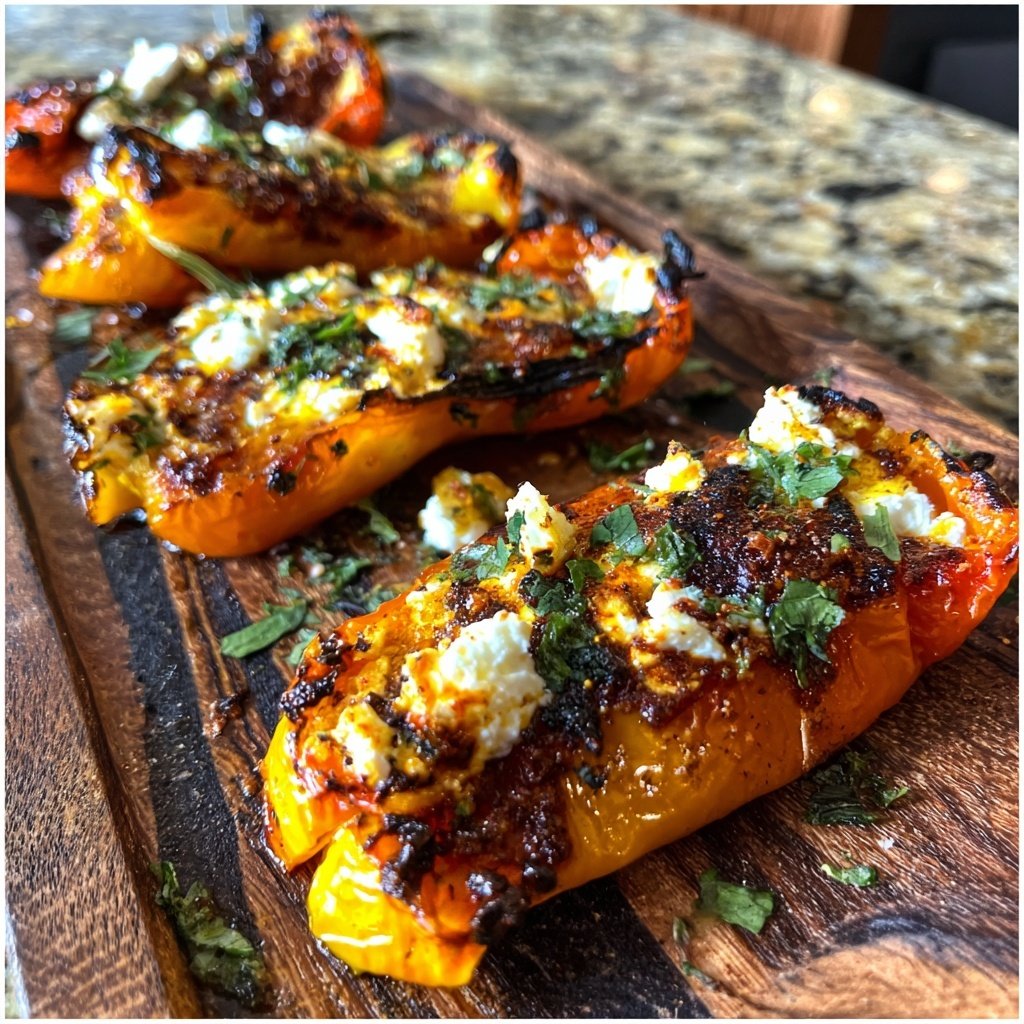 Gegrillte Paprika Mit Feta